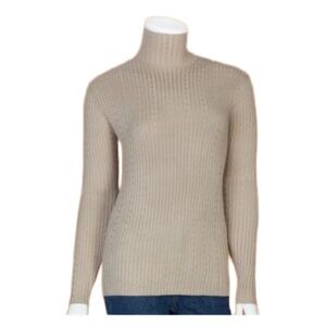 Charlie Paige cable knit oatmeal mock neck sweater size large NWT